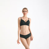 Seamless Lingerie Sets Scallop Trim Wireless Bralettes No Show Bra and Panty Sets Matching Underwear