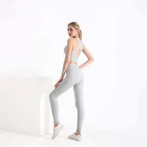 Womens Workout Sets 2 Piece Seamless Square Neck Sports Bra Padded Butt Lifting Leggings High Waist Yoga Gym Outfits